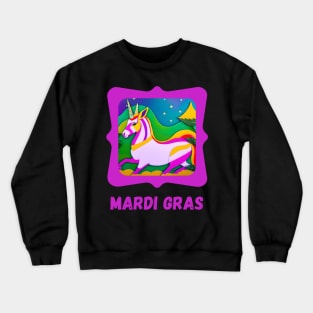 Mardi Gras Colorful Unicorn Crewneck Sweatshirt